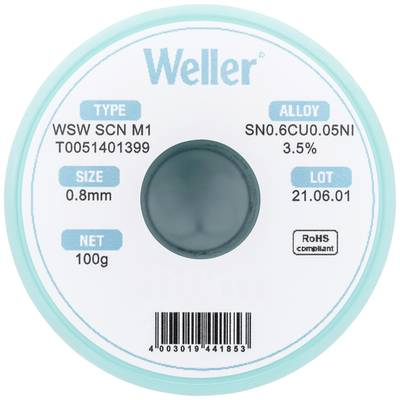 Weller WSW SCN M1 LÖTDRAHT 0,8MM 100g Forrasztóón Sn0,7Cu 100 g 0.8 mm (T0051401399)
