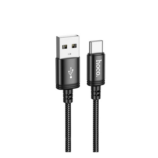 Hoco X89 adatkábel (USB - Type-C, 3A, gyorstöltő, 200cm, cipőfűző) FEKETE (X89_USB_C_B_200)