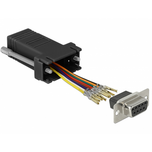 Delock Fekete Sub-D 9-tűs anya   RJ45 anya összekötő adapter (66165)